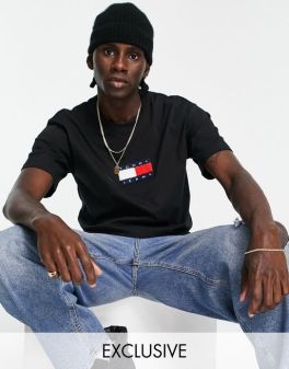Black with Flag print Tshirt men