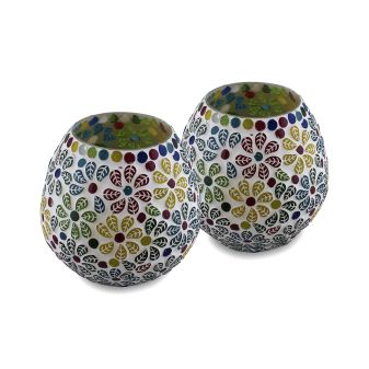 Radiant Blossom Mosaic Candle Holders