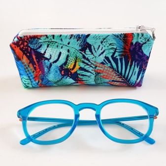 Tropical Leaf Print Fabric Sunglasses Case